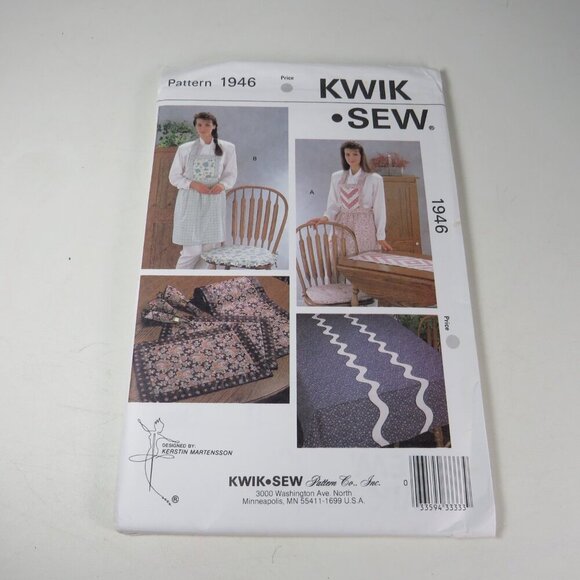 Kwik Sew 1946 Clothing Sewing Pattern NEW UNCUT Home Decor Kitchen Dining - Picture 2 of 7